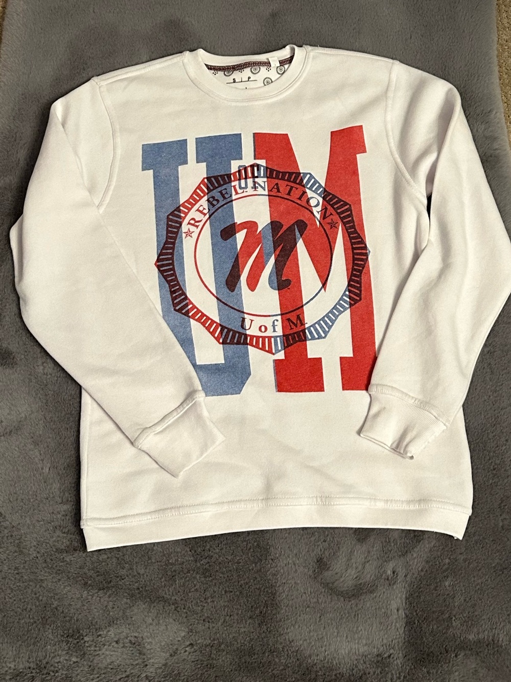 Pressbox Ole Miss Rebels Gear White red Blue Sweatshirt Women's small